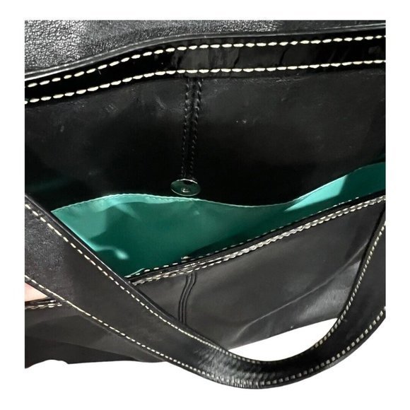 Coach Black Leather and Patent Tote Handbag Laura F14887 Coach Tag Blue Lining - Picture 9 of 16